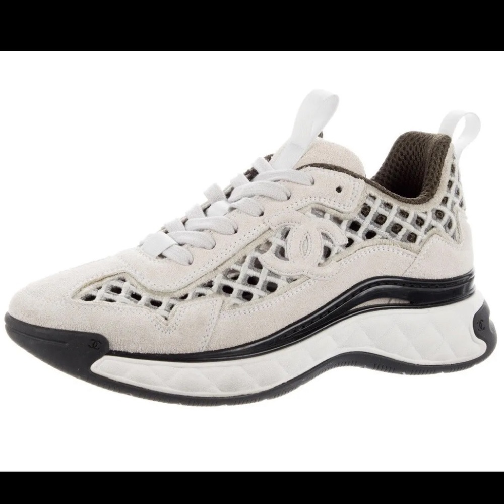 Size 7 beige Chanel Sneakers